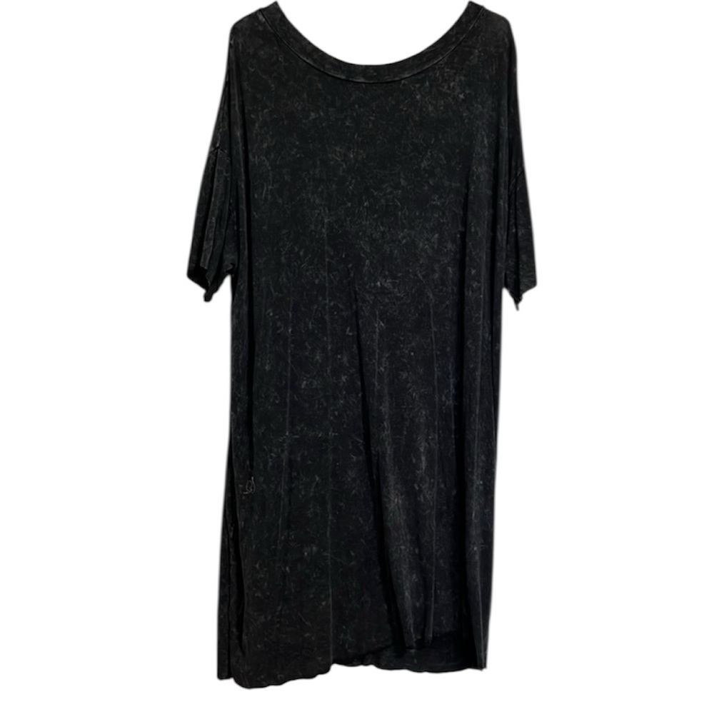 Maronie Black/Gray Marbled Pattern Oversized Swing Dress Soft & Comfortable